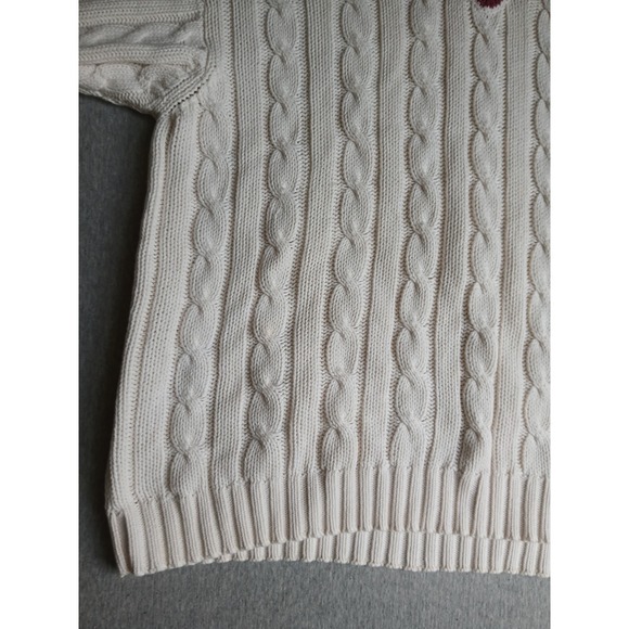 Vintage Gap Sweater Large Tennis Prep Cable Knit V Neck Preppy Wimbleton 90s - Picture 7 of 15